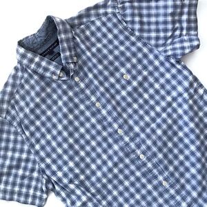 Tommy Hilfiger Blue Plaid Casual Button Down Shirt Med